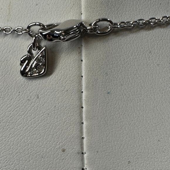 Modern Statement Women's Silver Crystal Studded Teardrop Necklace - Picture 6 of 8